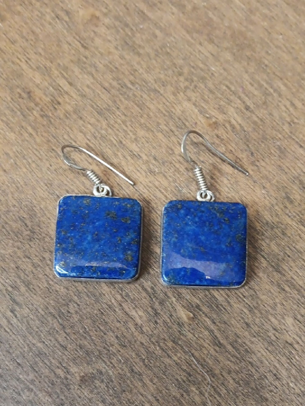 Lapis Square Drop Earrings - Blue Stone Earrings